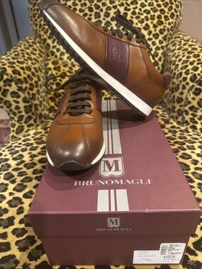 Bruno Magli Men’s Brown and Burgundy Leather Sneakers